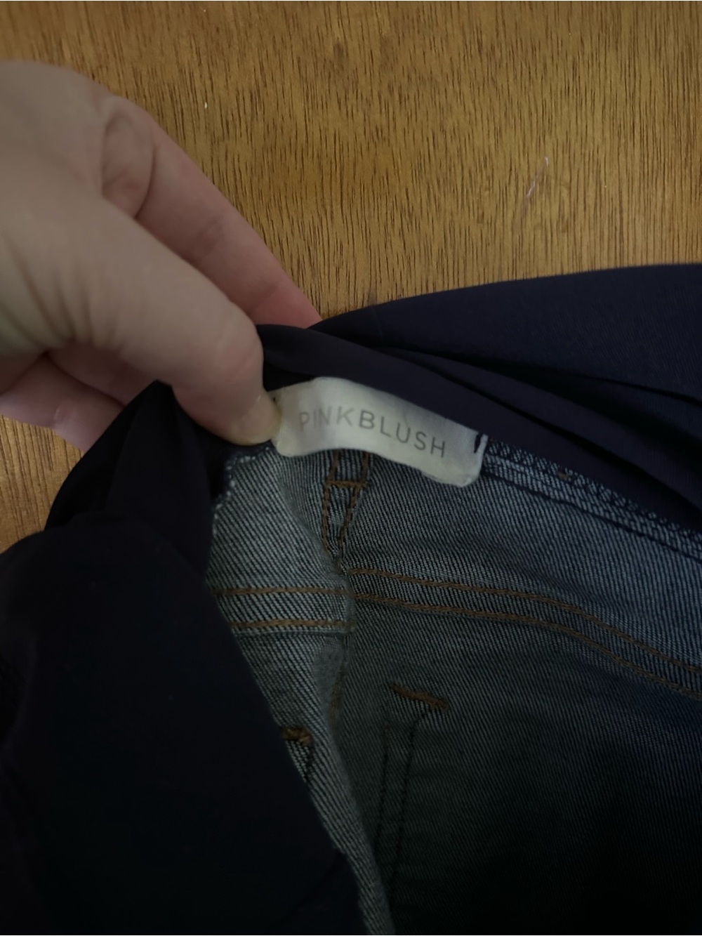 Maternity High-Waist Denim Jeans with Navy Blue Support Panel - Picture 4 of 5